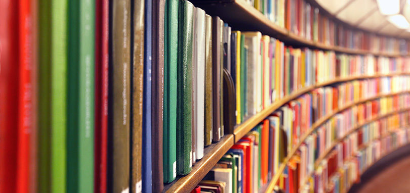 Shelves of colorful books