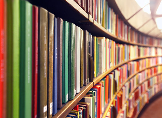 Shelves of colorful books