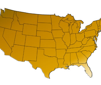 Gold colored Map of the United States